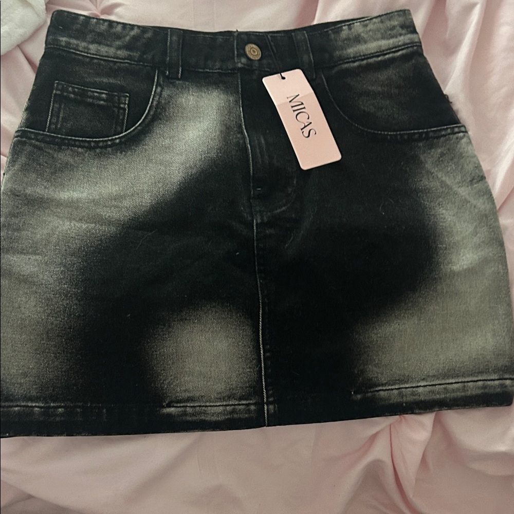 Black Denim Skirt by Micas